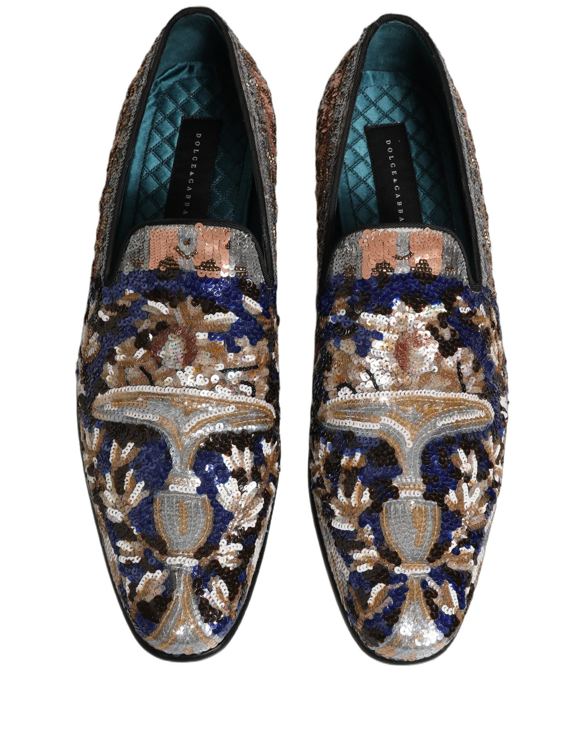Dolce & Gabbana Multicolor Embroidered Sequin Loafers