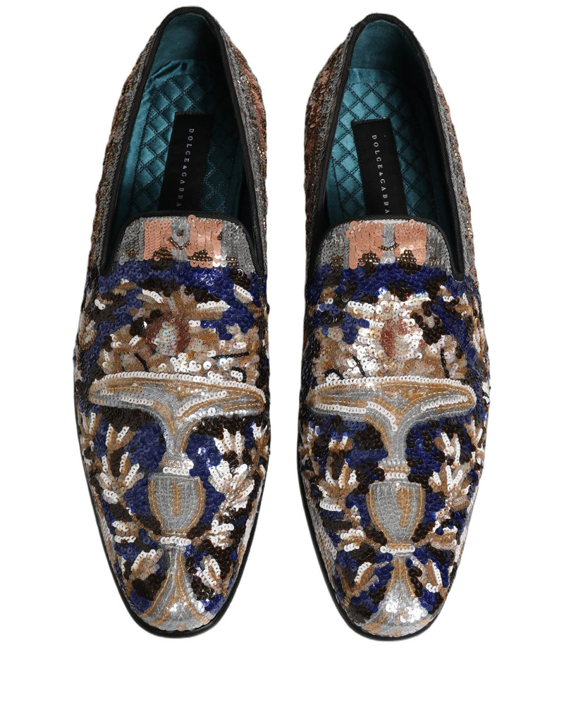 Dolce & Gabbana Multicolor Embroidered Sequin Loafers