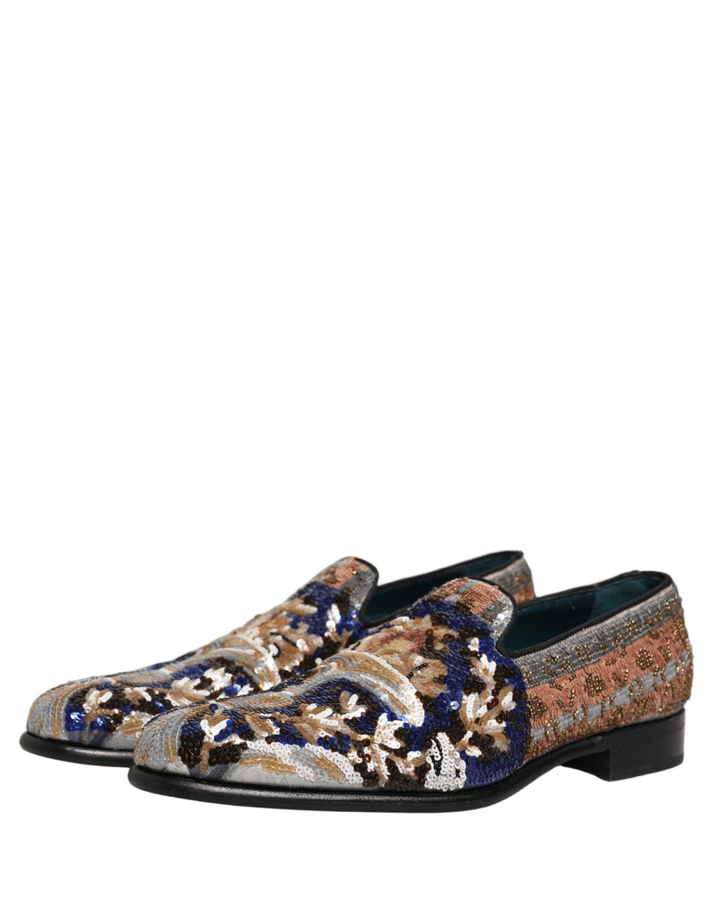 Dolce & Gabbana Multicolor Embroidered Sequin Loafers