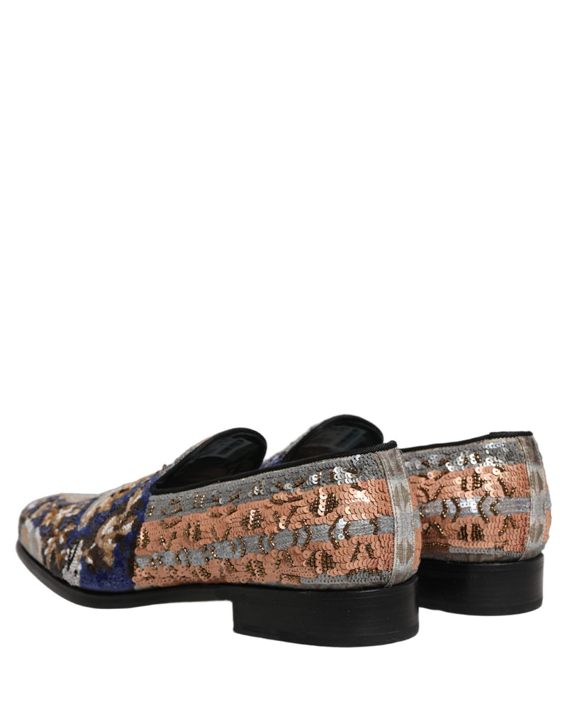 Dolce & Gabbana Multicolor Embroidered Sequin Loafers