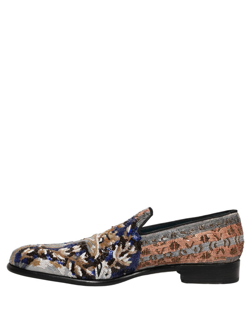 Dolce & Gabbana Multicolor Embroidered Sequin Loafers