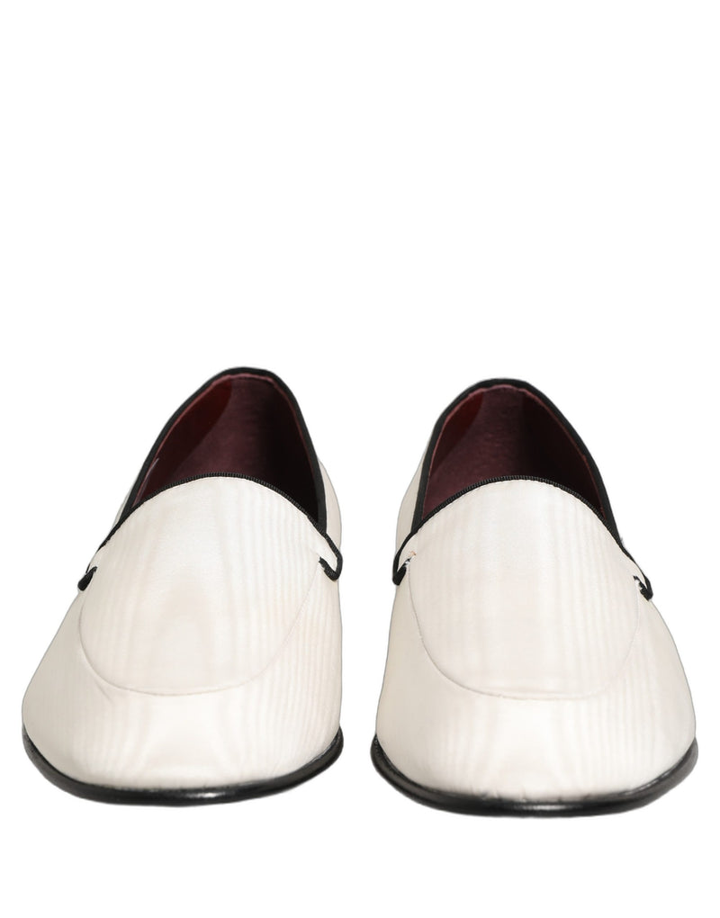 Dolce & Gabbana White Velvet Slip-On Loafers for Men