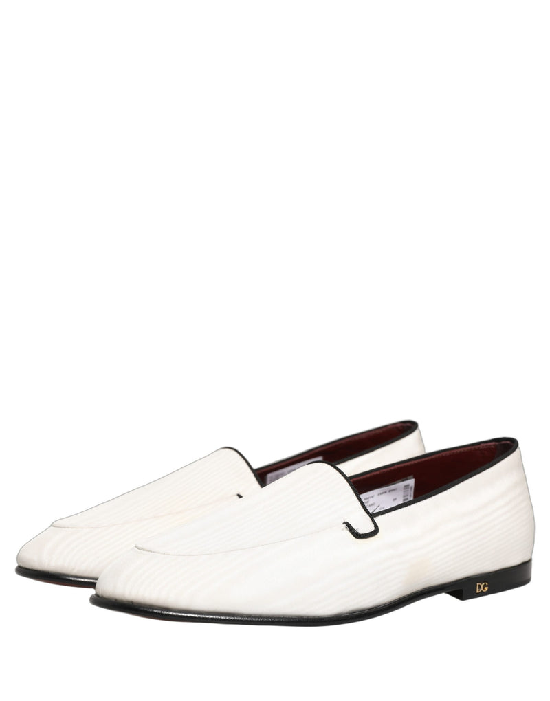 Dolce & Gabbana White Velvet Slip-On Loafers for Men
