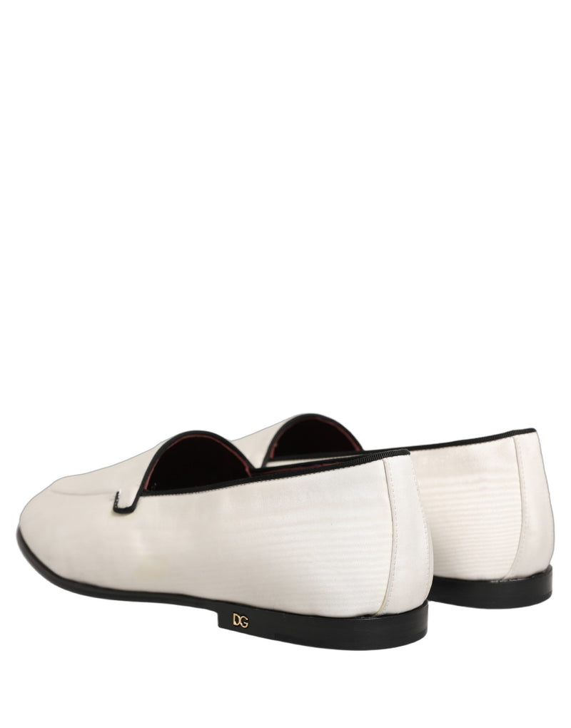 Dolce & Gabbana White Velvet Slip-On Loafers for Men