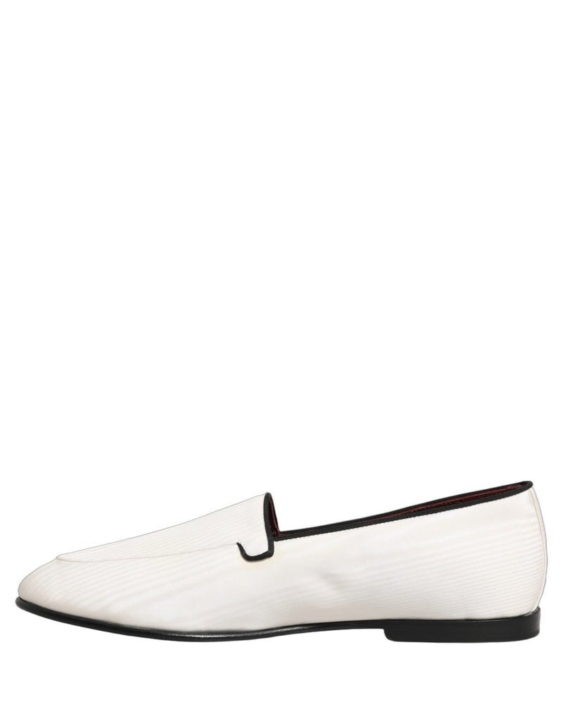 Dolce & Gabbana White Velvet Slip-On Loafers for Men