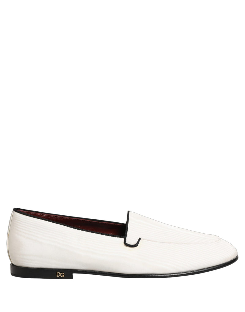 Dolce & Gabbana White Velvet Slip-On Loafers for Men