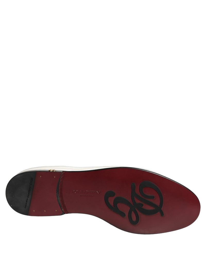 Dolce & Gabbana White Velvet Slip-On Loafers for Men