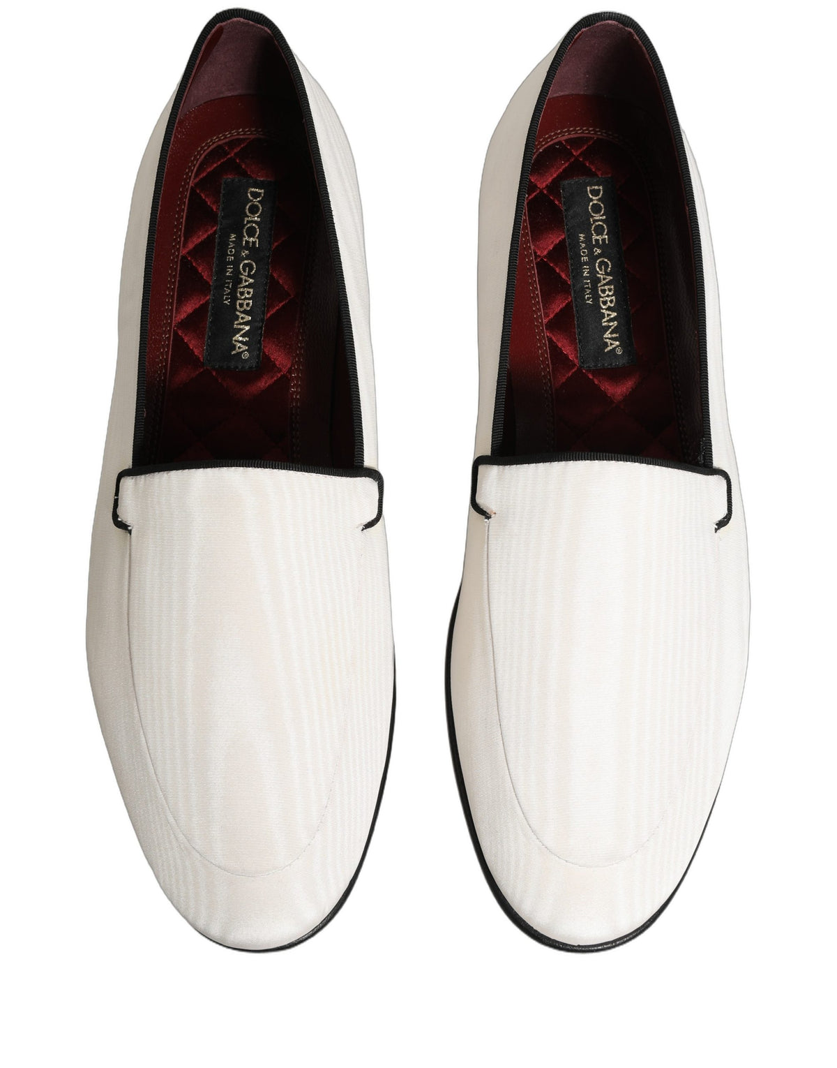 Dolce & Gabbana White Velvet Slip On Men Flats Loafers Shoes