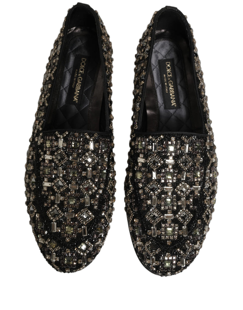 Dolce & Gabbana Silver Leather Logo Slip-On Loafers
