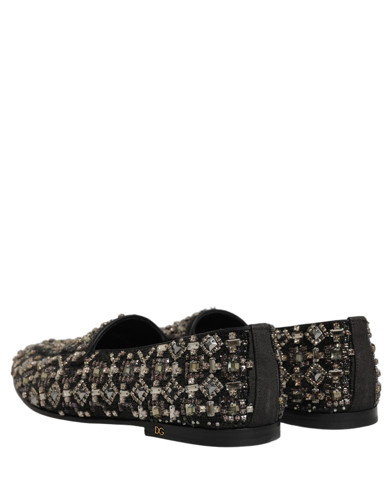 Dolce & Gabbana Silver Leather Logo Slip-On Loafers