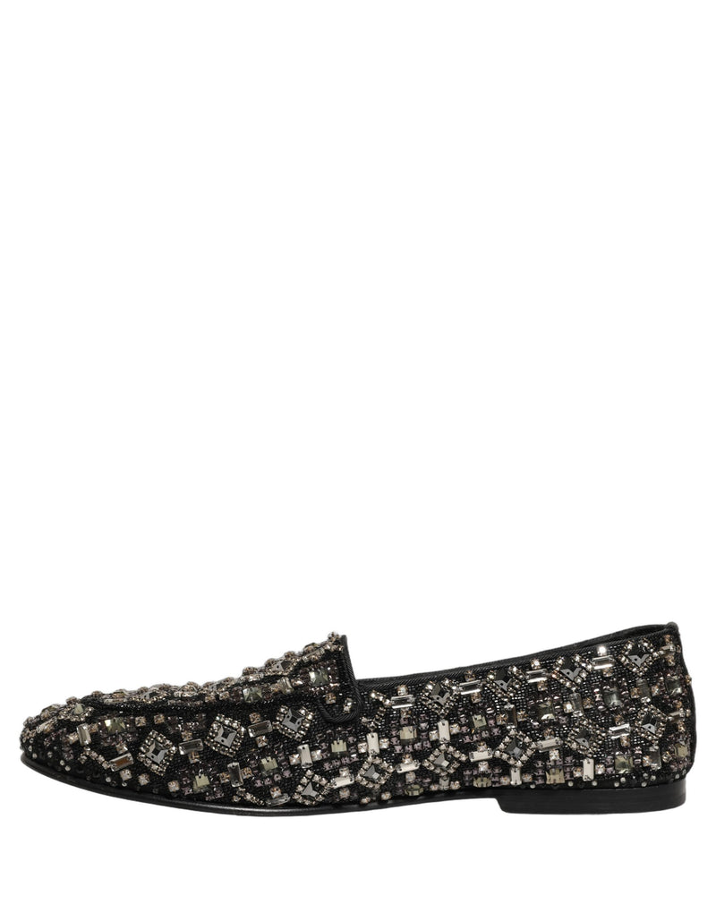 Dolce & Gabbana Silver Leather Logo Slip-On Loafers