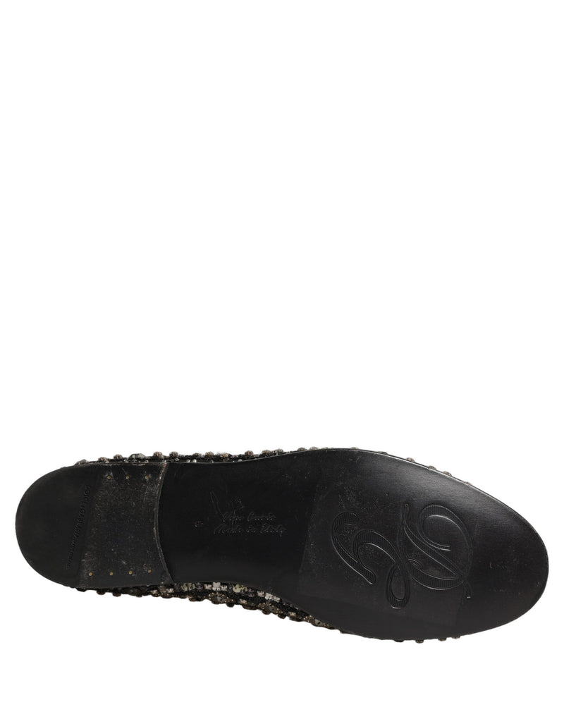 Dolce & Gabbana Silver Leather Logo Slip-On Loafers