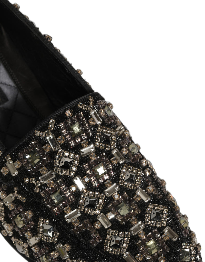 Dolce & Gabbana Black Crystal Embellished Dress Loafers