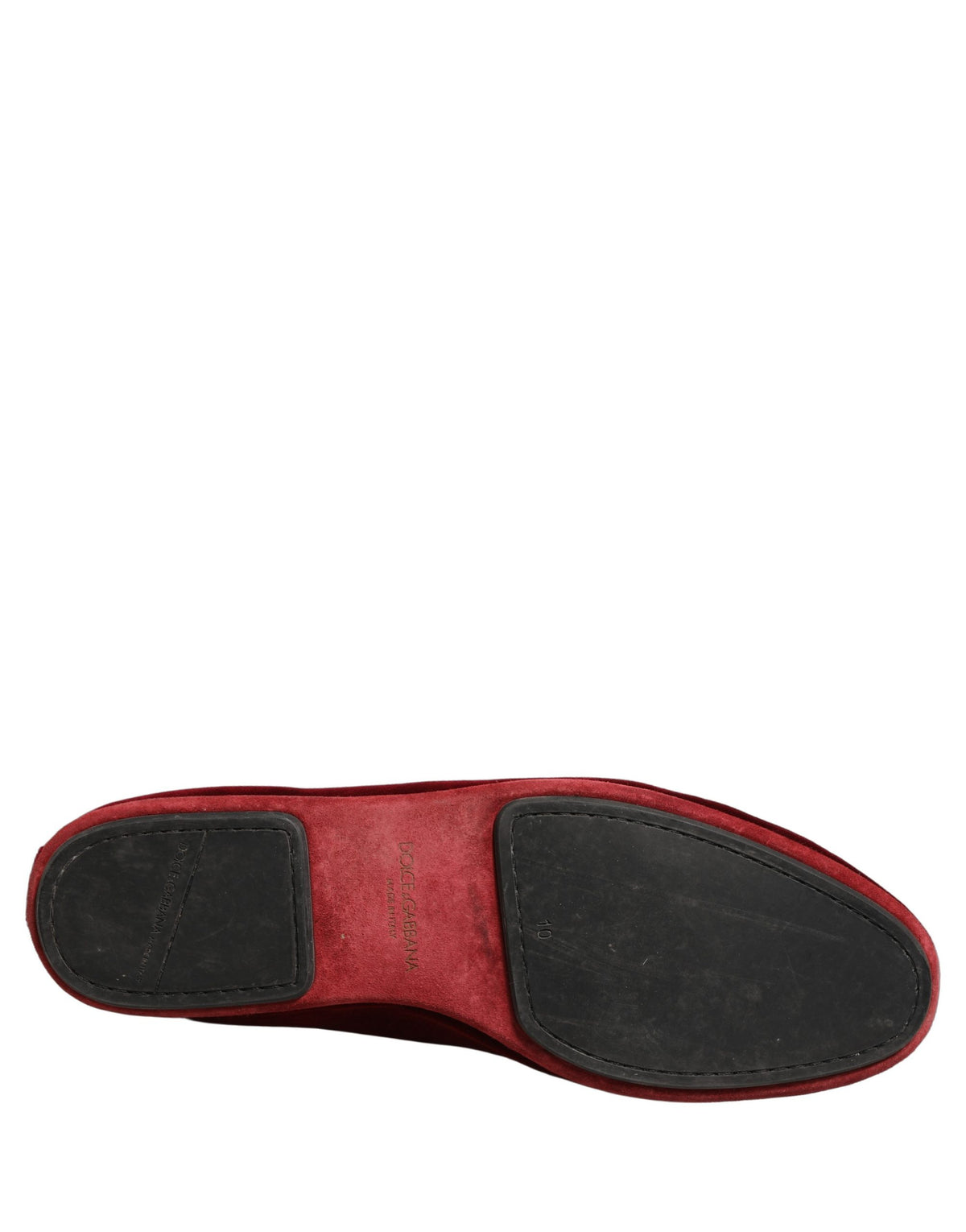 Dolce & Gabbana Maroon Velvet Slip-On Loafers for Men