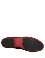 Dolce & Gabbana Maroon Velvet Slip-On Loafers for Men