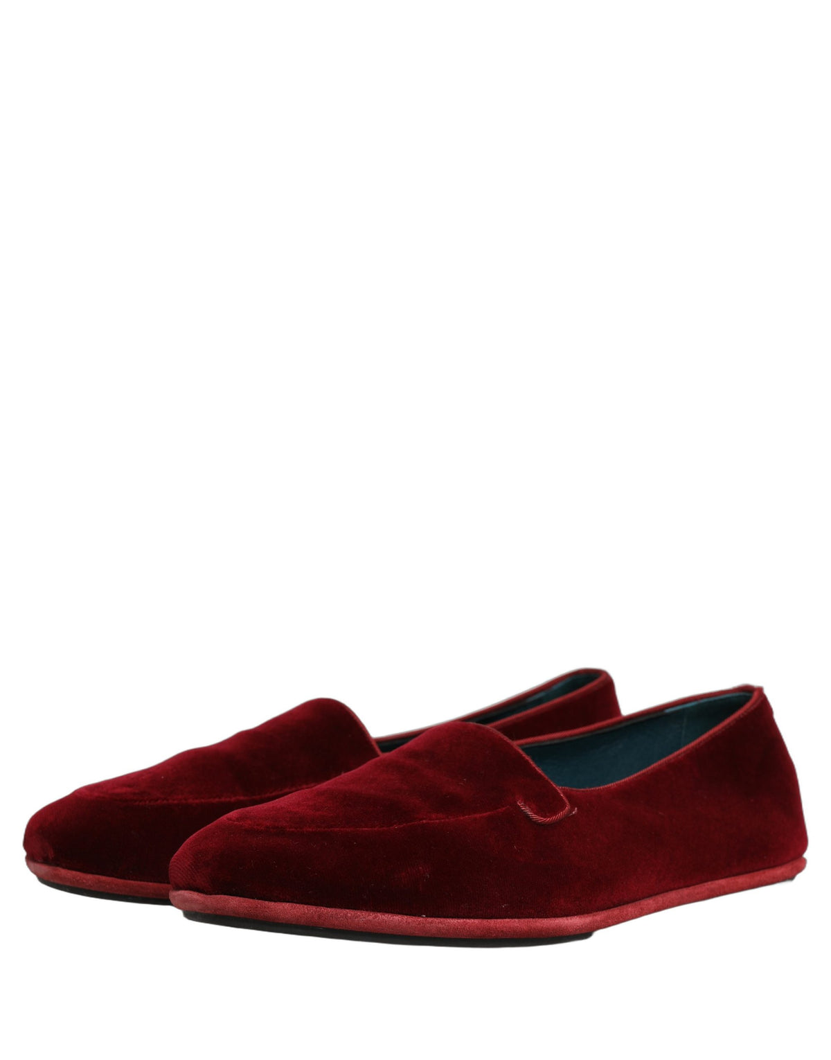 Dolce & Gabbana Maroon Velvet Slip-On Loafers for Men