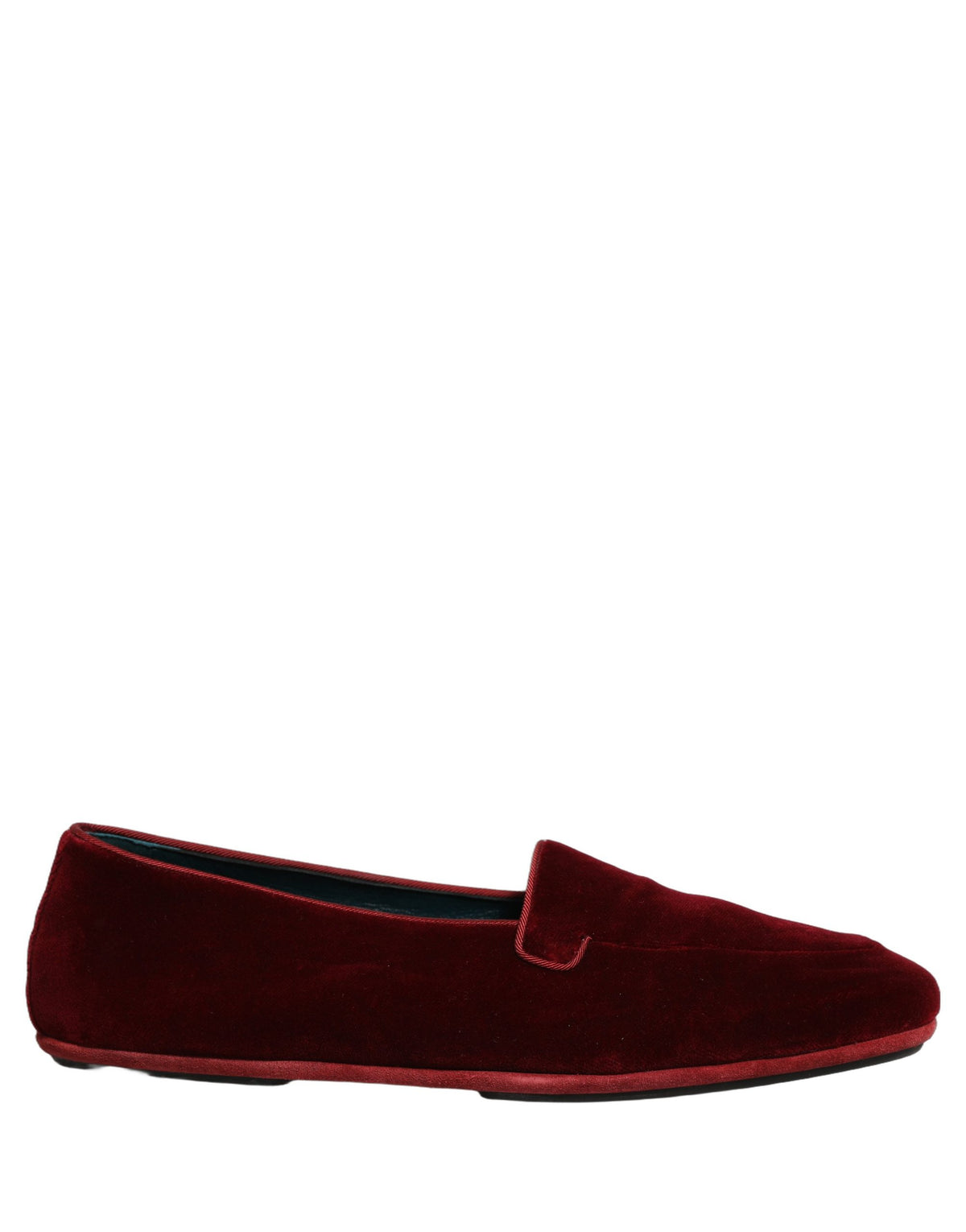 Dolce & Gabbana Maroon Velvet Slip-On Loafers for Men