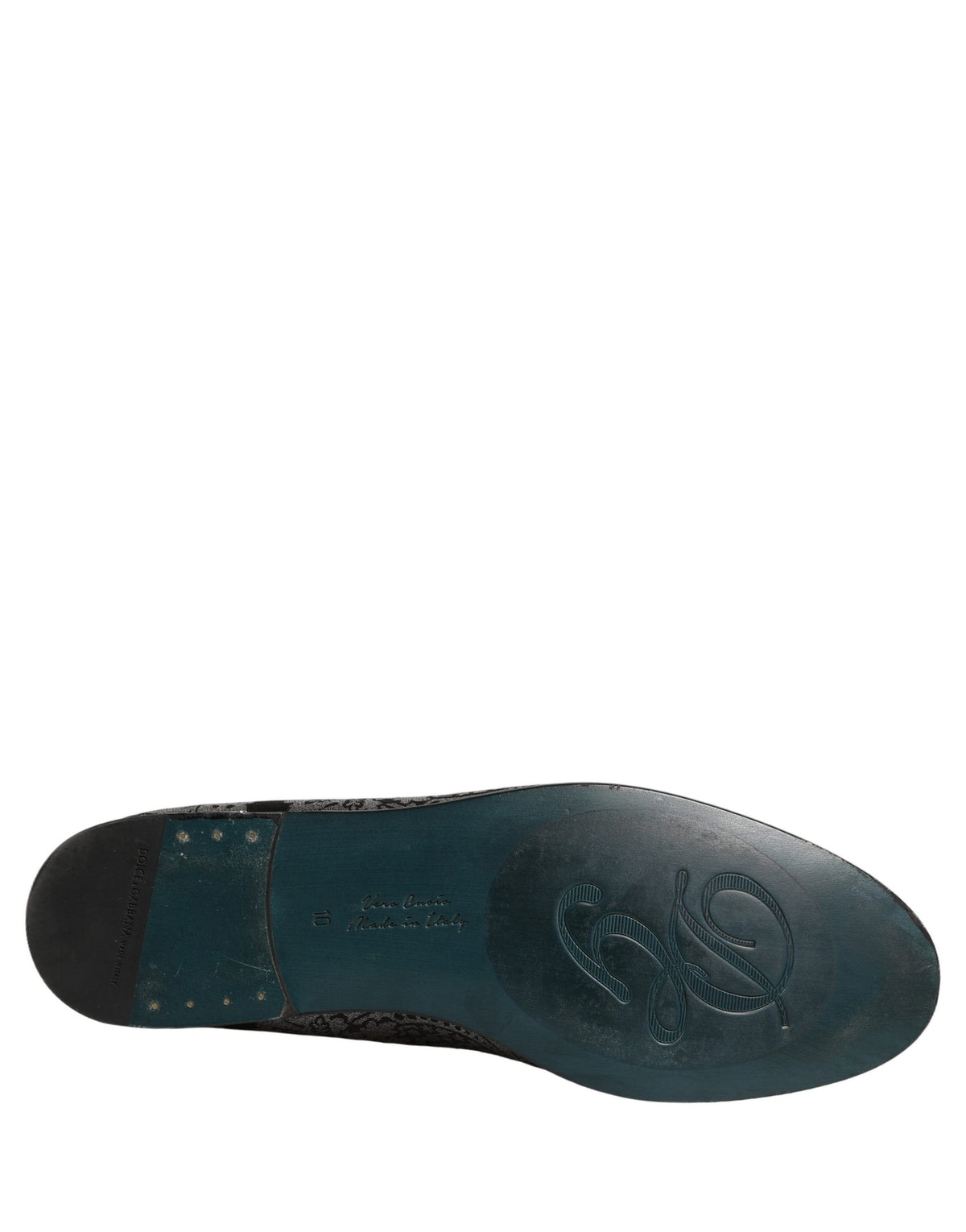 Dolce & Gabbana Silver Jacquard Leather Slip-On Loafers