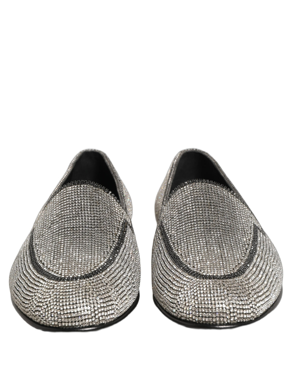 Dolce & Gabbana Silver Crystal Embellished Loafers for Men