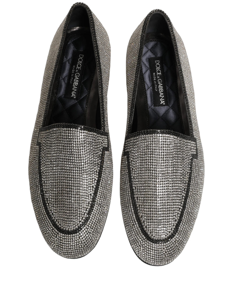 Dolce & Gabbana Silver Crystal Embellished Loafers for Men