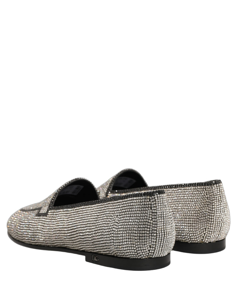 Dolce & Gabbana Silver Crystal Embellished Loafers for Men