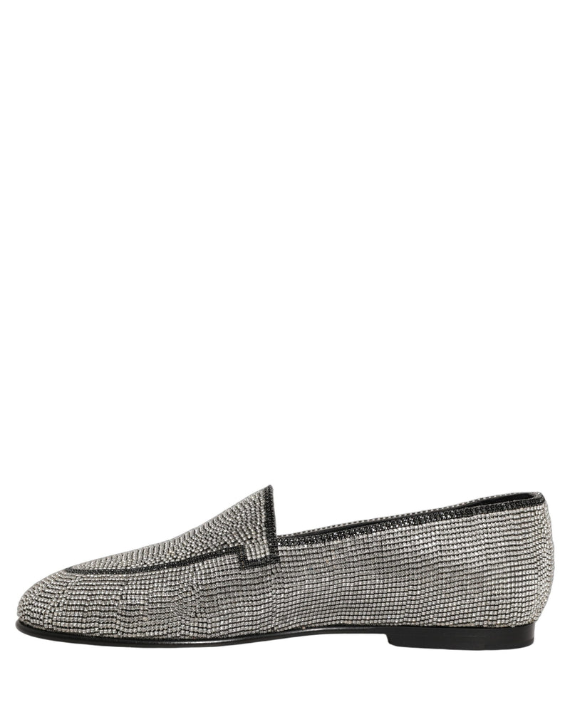 Dolce & Gabbana Silver Crystal Embellished Loafers for Men