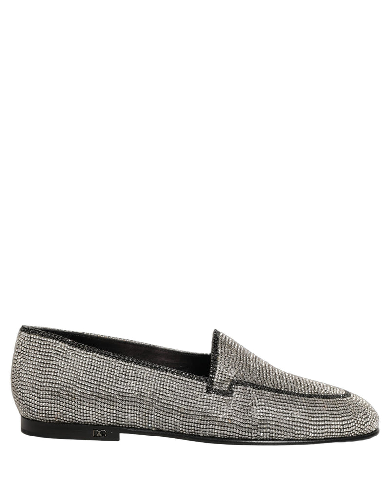 Dolce & Gabbana Silver Crystal Embellished Loafers for Men