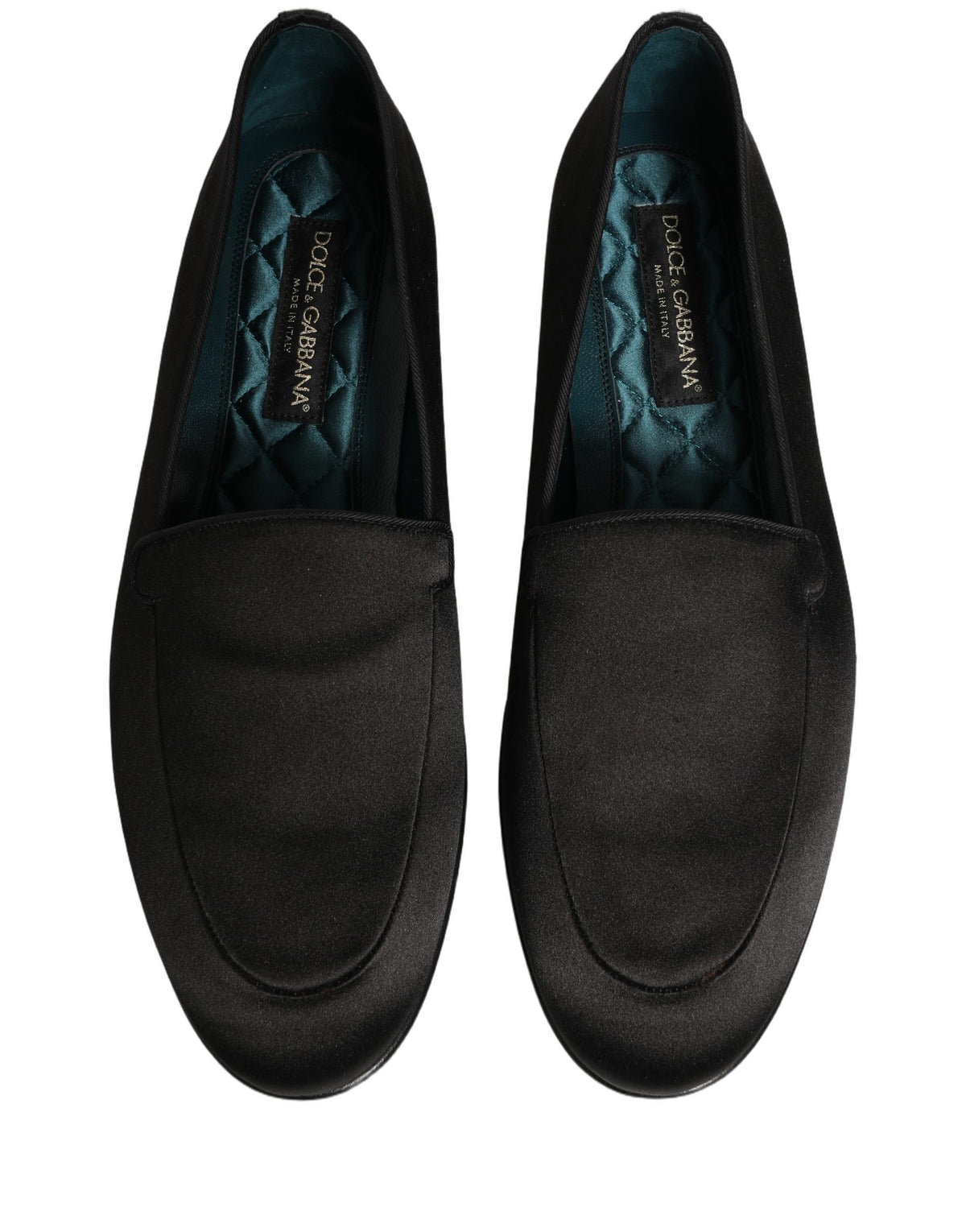 Dolce & Gabbana Black Satin Logo Slip-On Loafers for Men