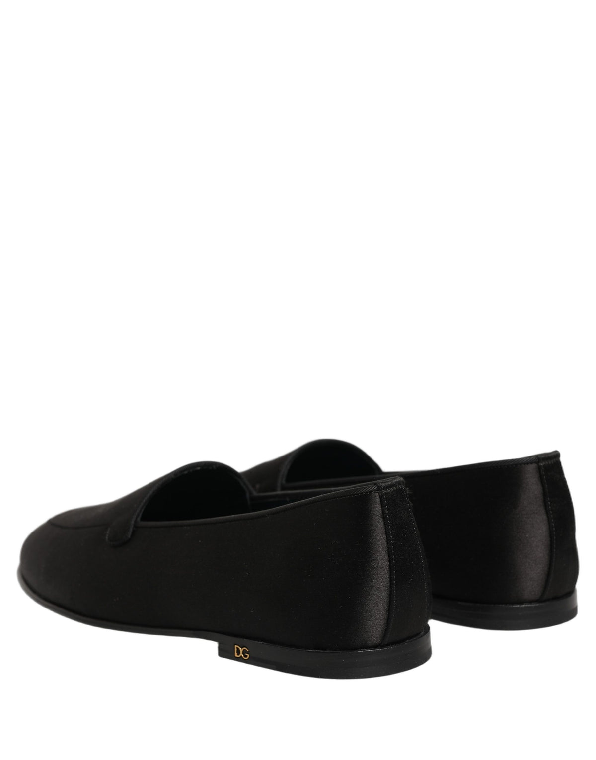 Dolce & Gabbana Black Satin Logo Slip-On Loafers for Men
