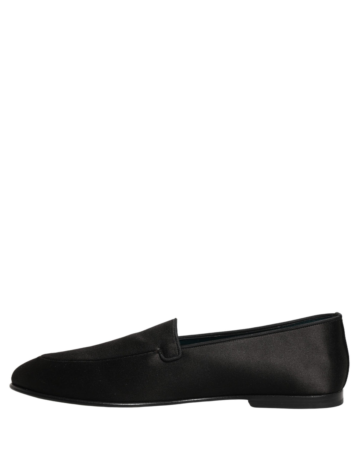 Dolce & Gabbana Black Satin Logo Slip-On Loafers for Men