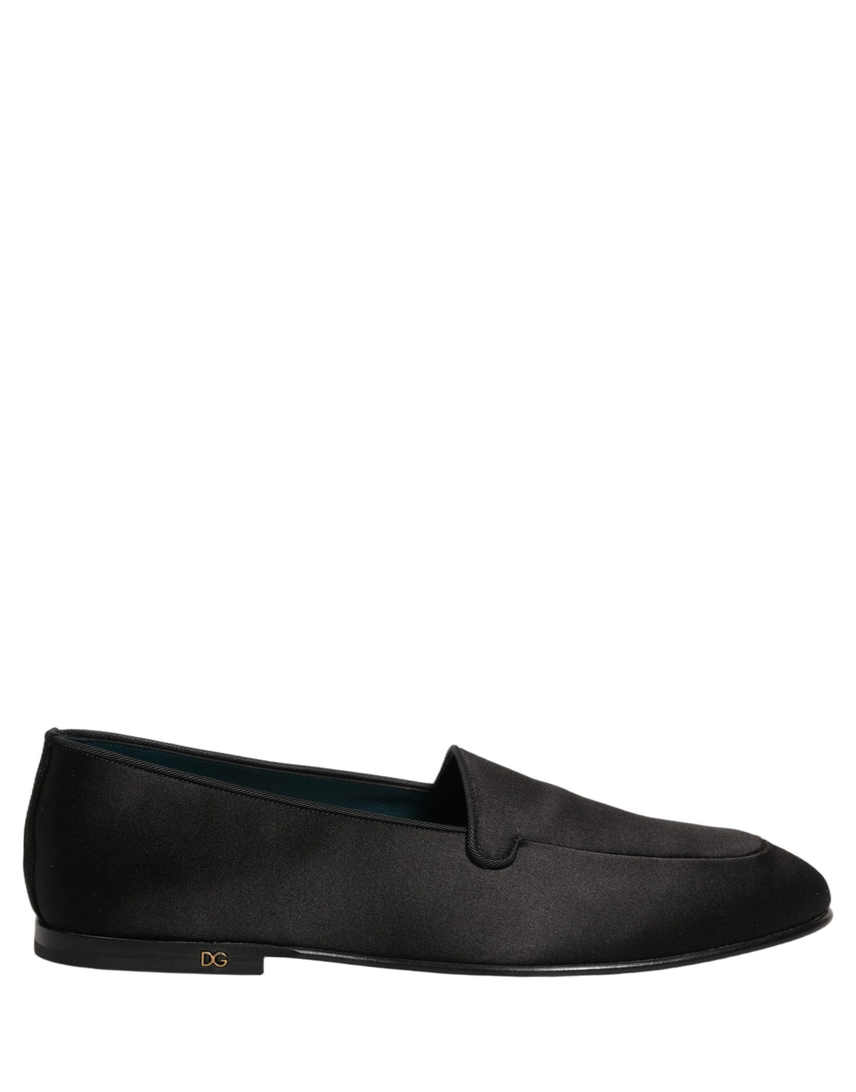 Dolce & Gabbana Black Satin Logo Slip-On Loafers for Men