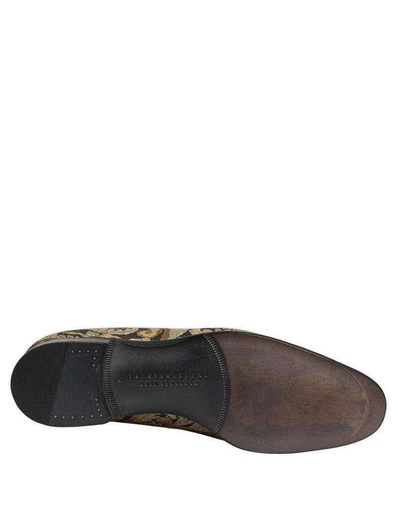 Dolce & Gabbana Gold Brocade Slip-On Dress Loafers for Men