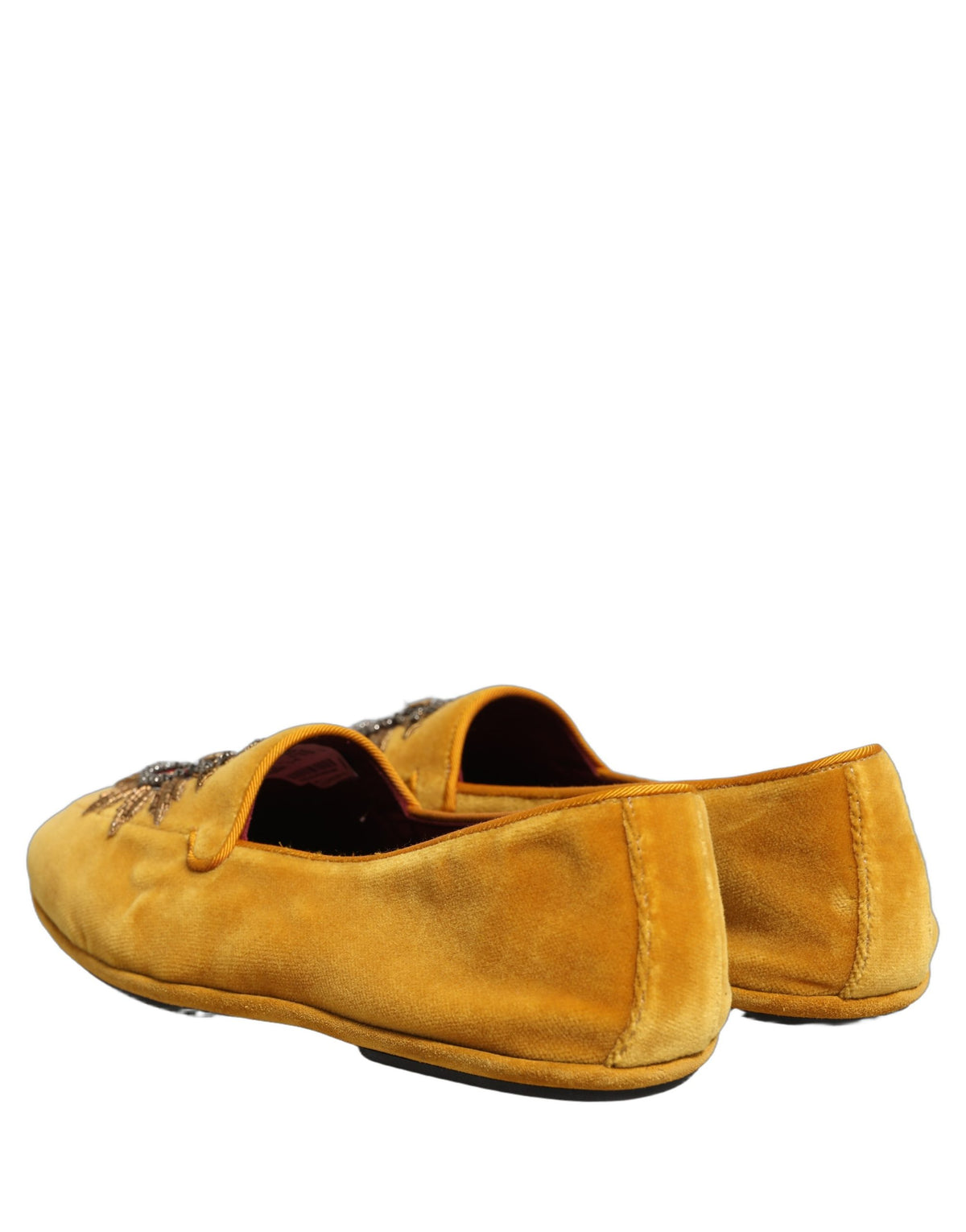 Dolce & Gabbana Yellow Velvet DG Heart Loafers