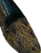 Dolce & Gabbana Black Gold Embellished Dress Loafers