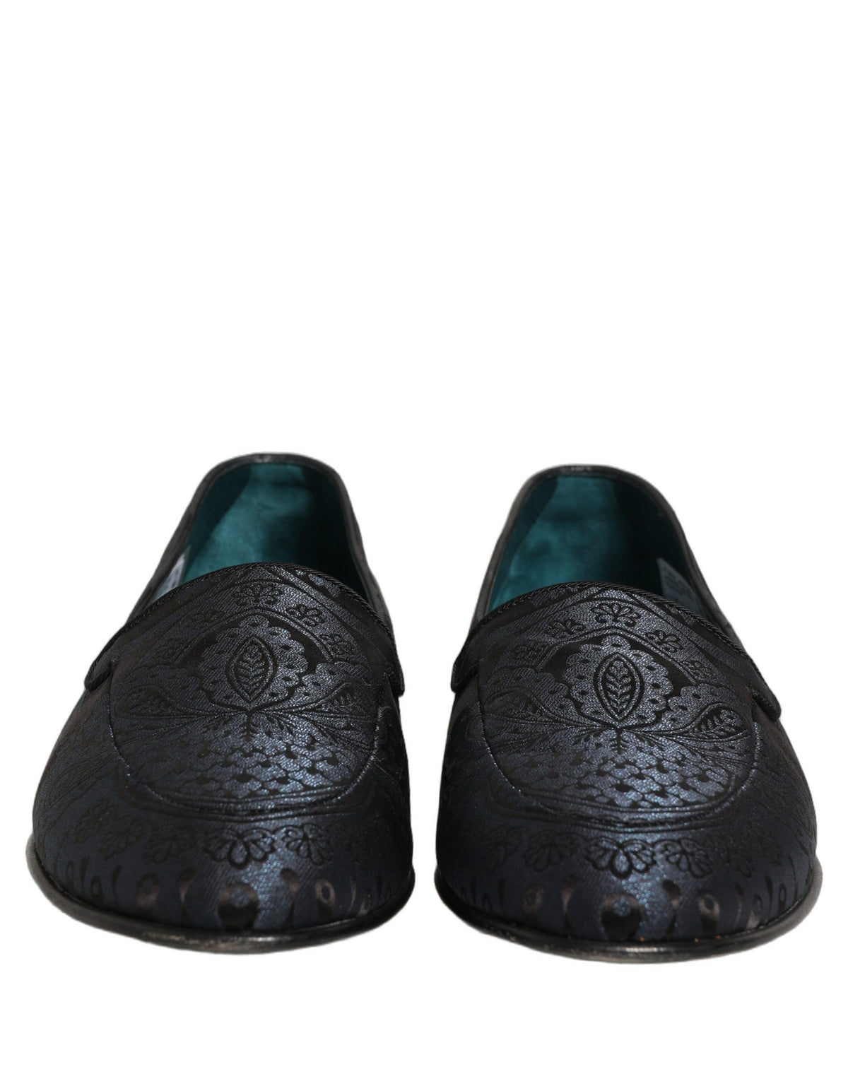 Dolce & Gabbana Blue Jacquard Leather Slip-On Loafers