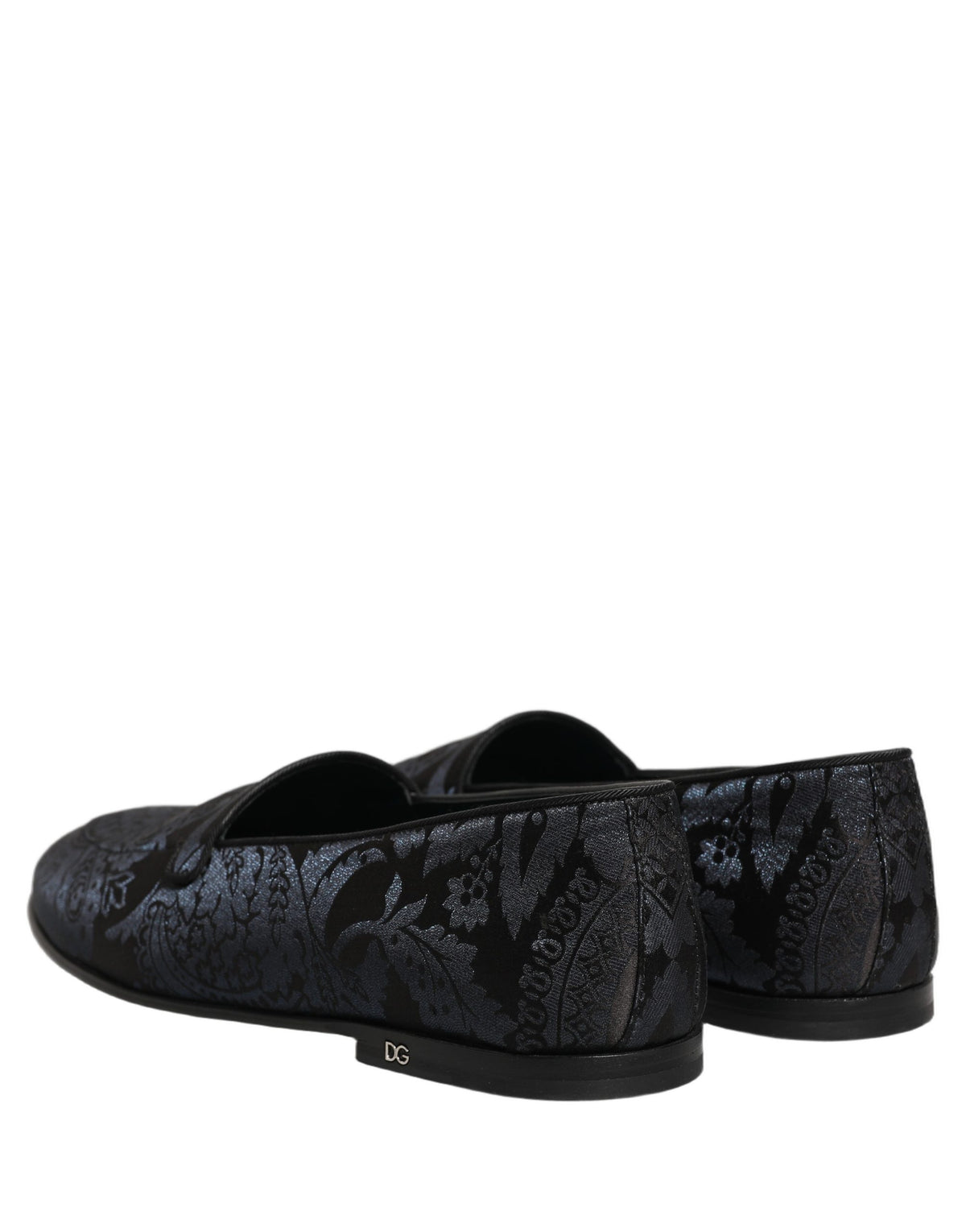 Dolce & Gabbana Blue Jacquard Leather Slip-On Loafers