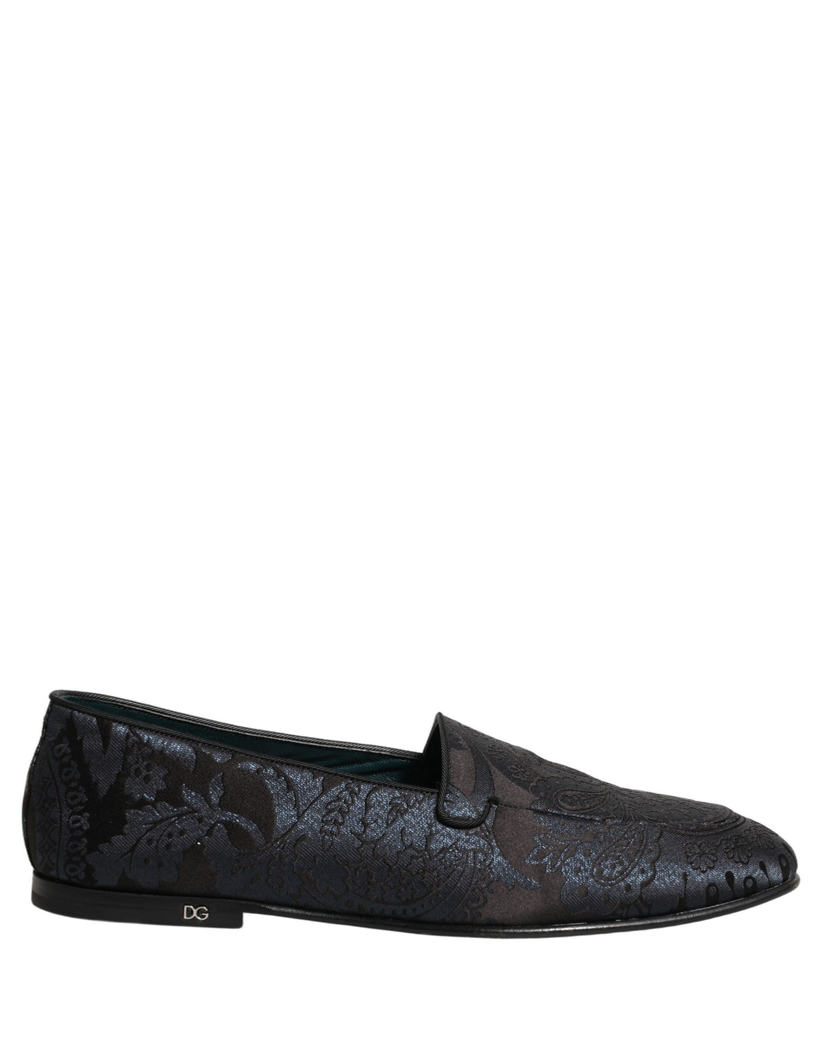 Dolce & Gabbana Silver Jacquard Leather Slip-On Loafers