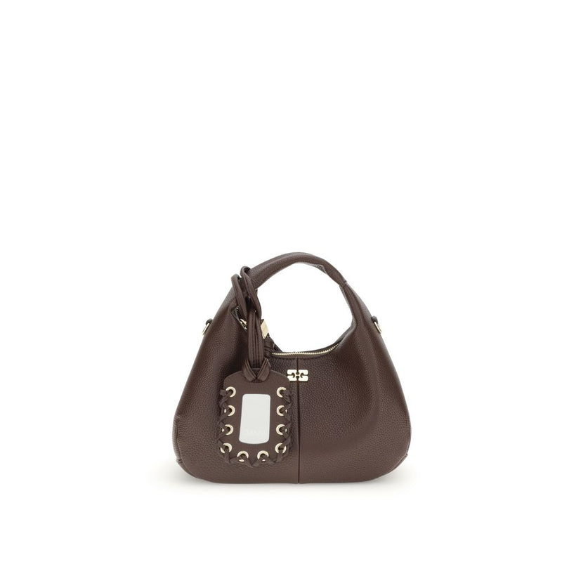 Ganni Brown Recycled Polyester Hobo Mini Handbag