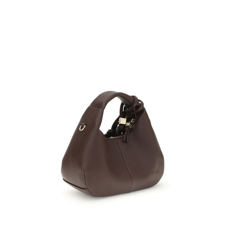 Ganni Brown Recycled Polyester Hobo Mini Handbag