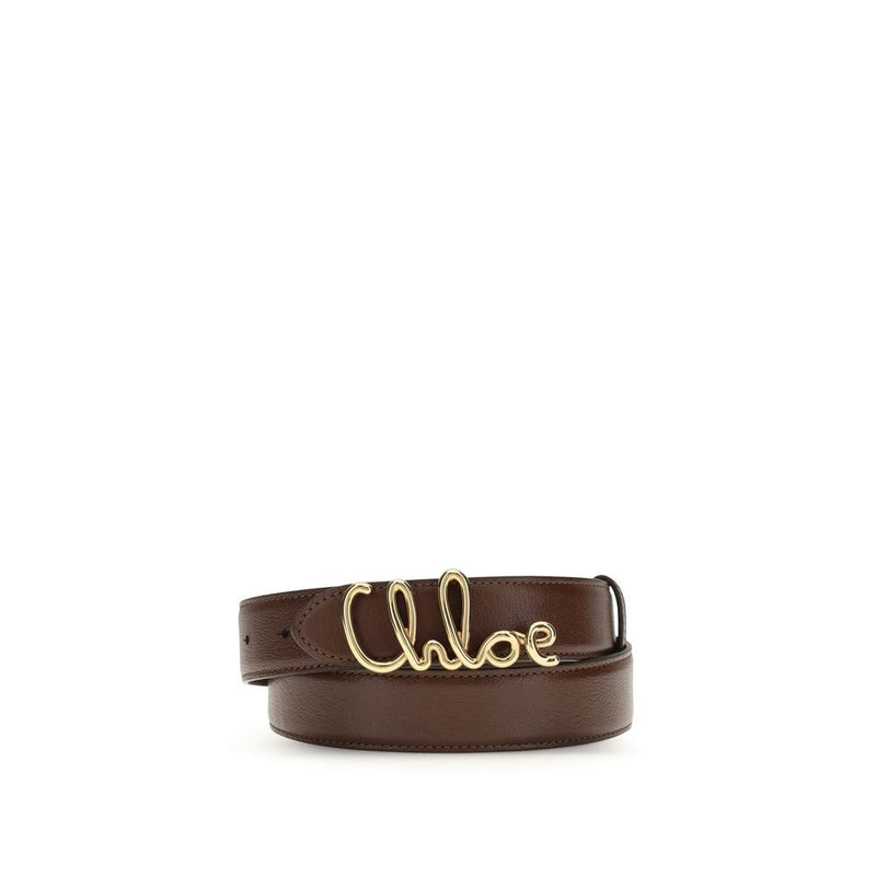 Ceinture Chloé en cuir de veau marron, modèle classique