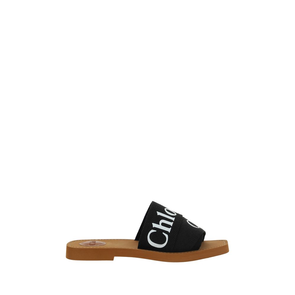 Chloé Black Linen Flat Sandals - Stylish Comfort for Every Occasion