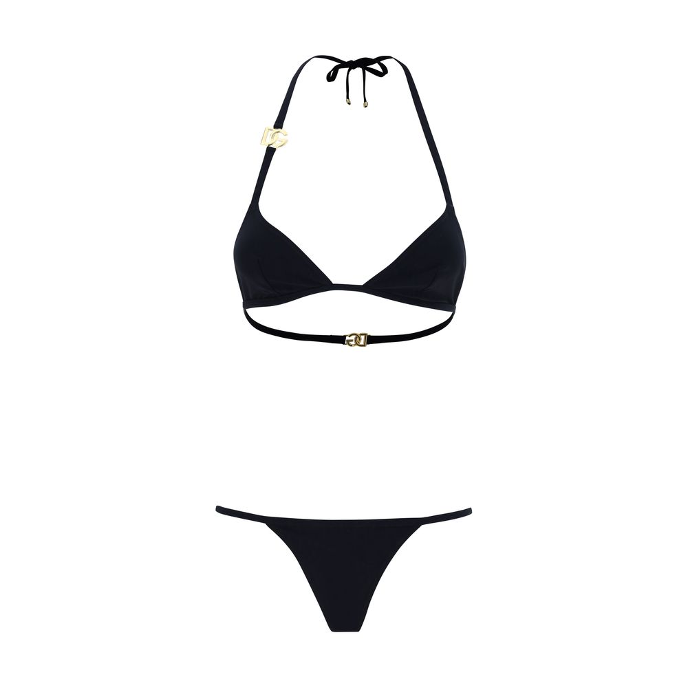 Dolce & Gabbana Black Nylon Bikini - Triangle Top & Brazilian Bottom