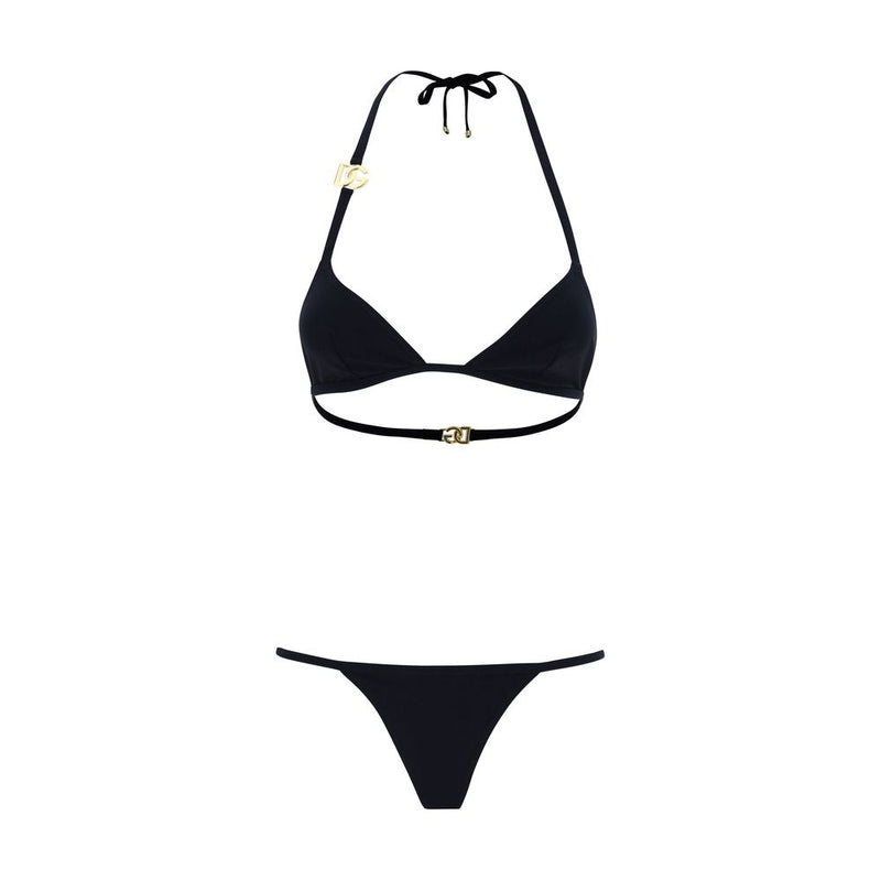 Dolce & Gabbana Black Nylon Bikini - Triangle Top & Brazilian Bottom