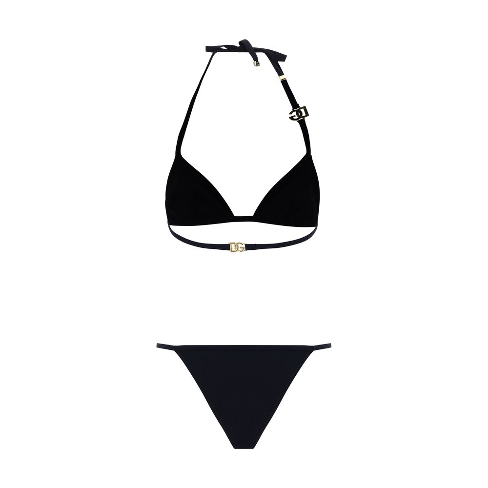 Dolce & Gabbana Black Nylon Bikini - Triangle Top & Brazilian Bottom