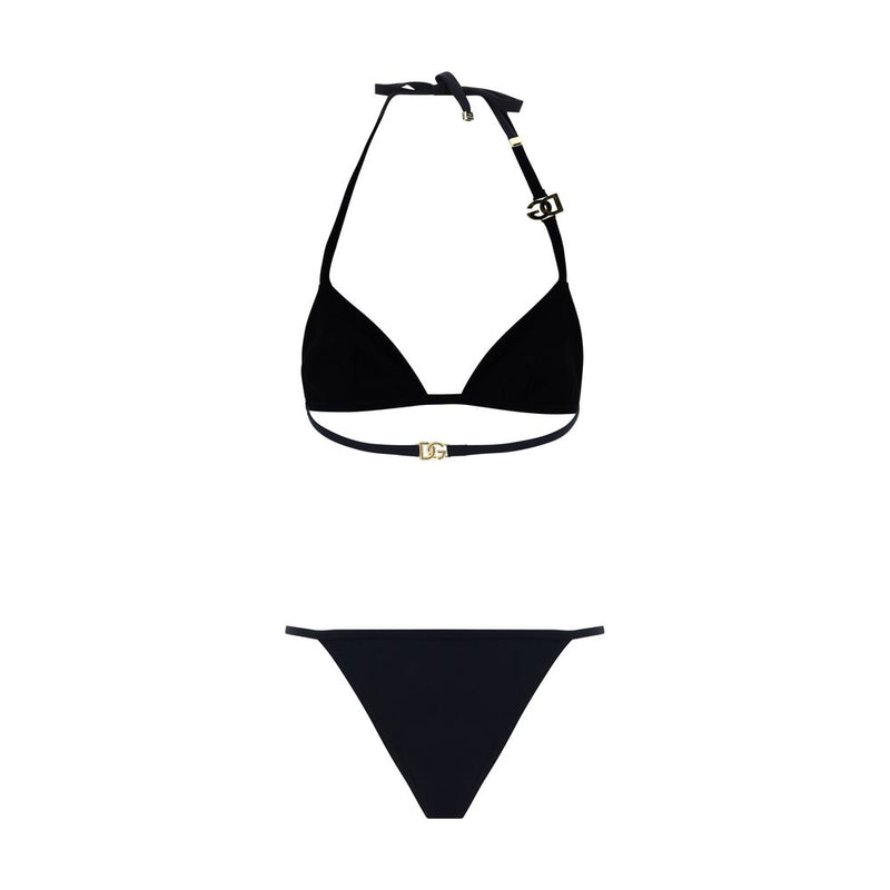 Dolce & Gabbana Black Nylon Bikini - Triangle Top & Brazilian Bottom
