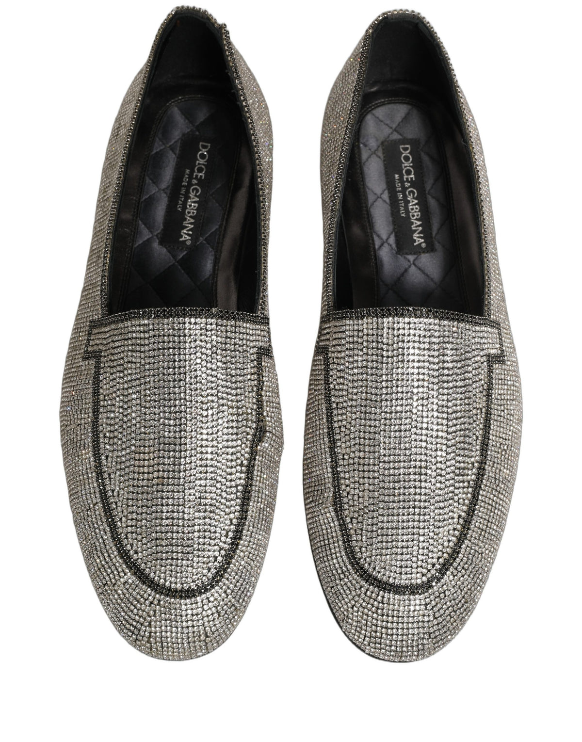 Mocassins pour Hommes Dolce & Gabbana en Argent Ornés de Cristaux