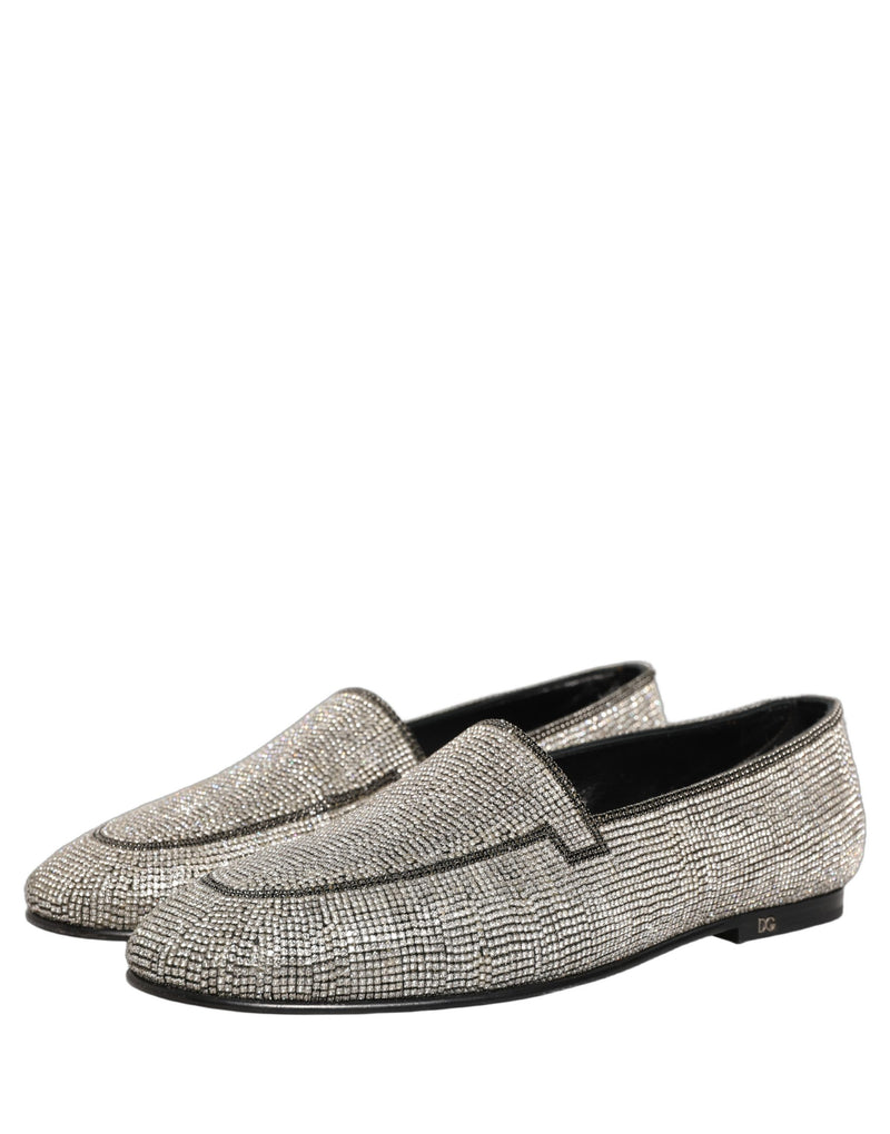 Mocassins pour Hommes Dolce & Gabbana en Argent Ornés de Cristaux