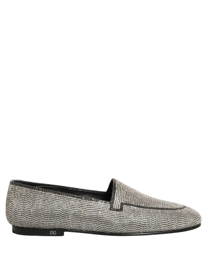 Mocassins pour Hommes Dolce & Gabbana en Argent Ornés de Cristaux