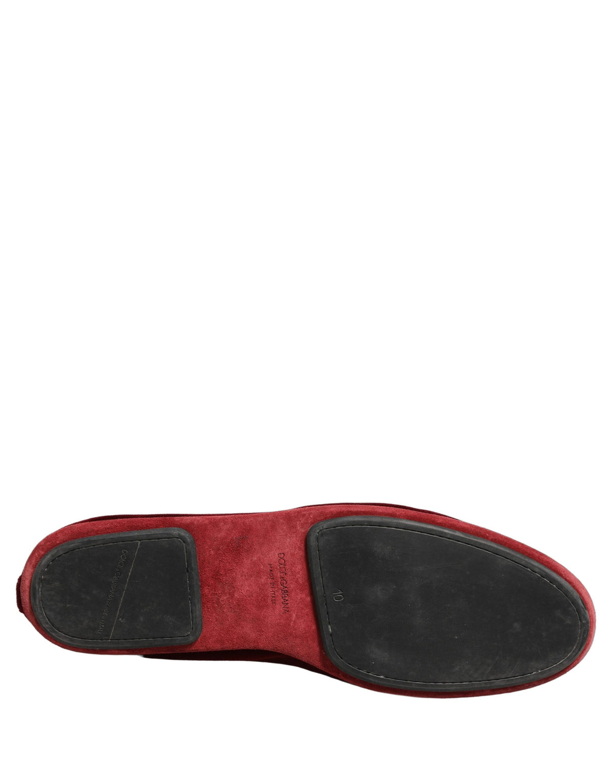 Dolce & Gabbana Maroon Velvet Crown Embroidery Loafers Shoes