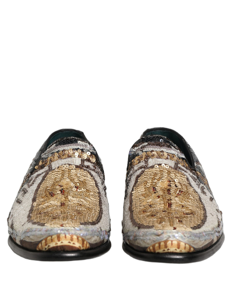Dolce & Gabbana Multicolor Embroidered Sequin Loafers